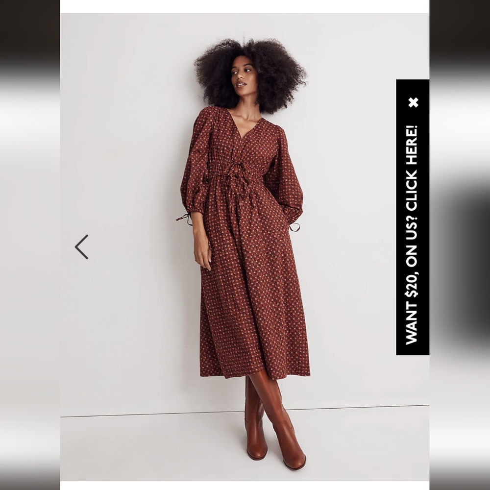 Made well sophia tie front midi dress in teaberry floral